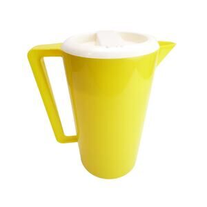 Vintage Unmarked Yellow Gold Pitcher Eclectic Kitchen Decor Kitsch